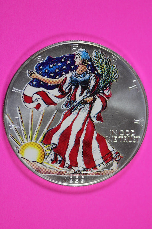 Colorized 1999 American Silver Eagle 1 Ounce .999 Fine Exact Coin Shown 161