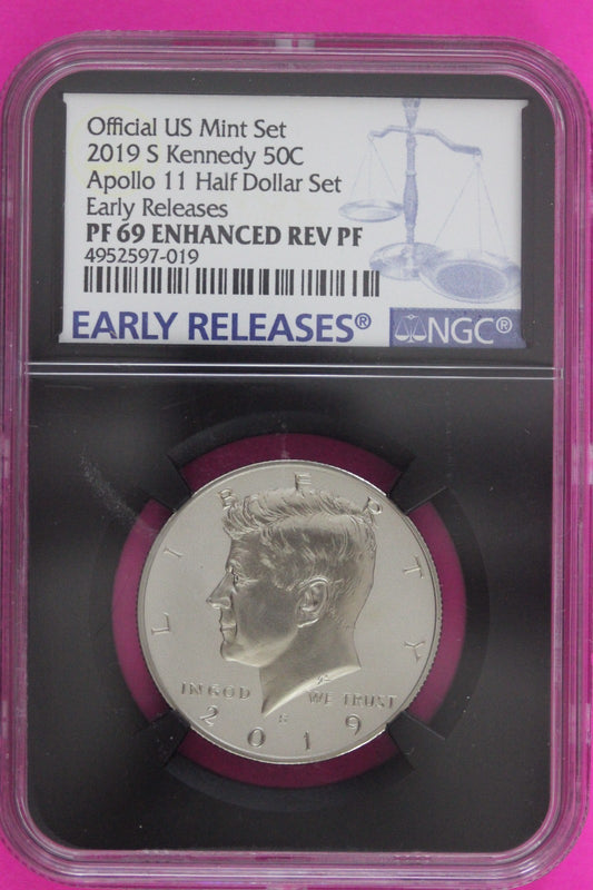 2019 S PF 69 Reverse Proof John Kennedy Clad Half Dollar NGC Apollo 11 64
