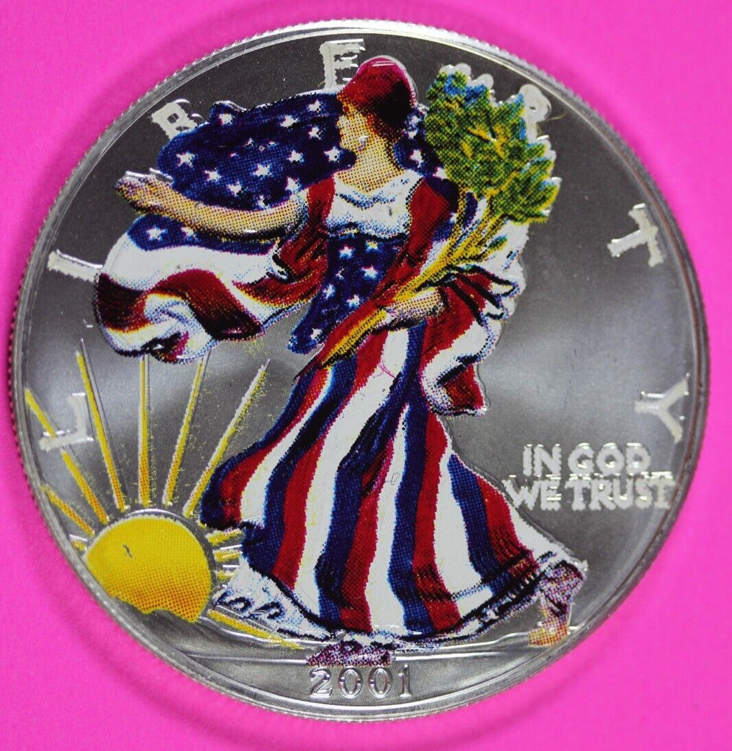 Colorized 2001 American Silver Eagle 1 Ounce .999 Fine Exact Coin Shown 179