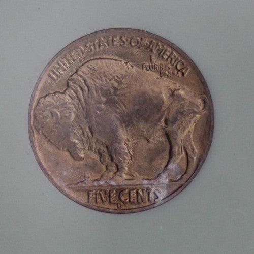Toned Gem Uncirculated 1938 D Buffalo Nickel Guaranteed Authentic Coin Slab 523