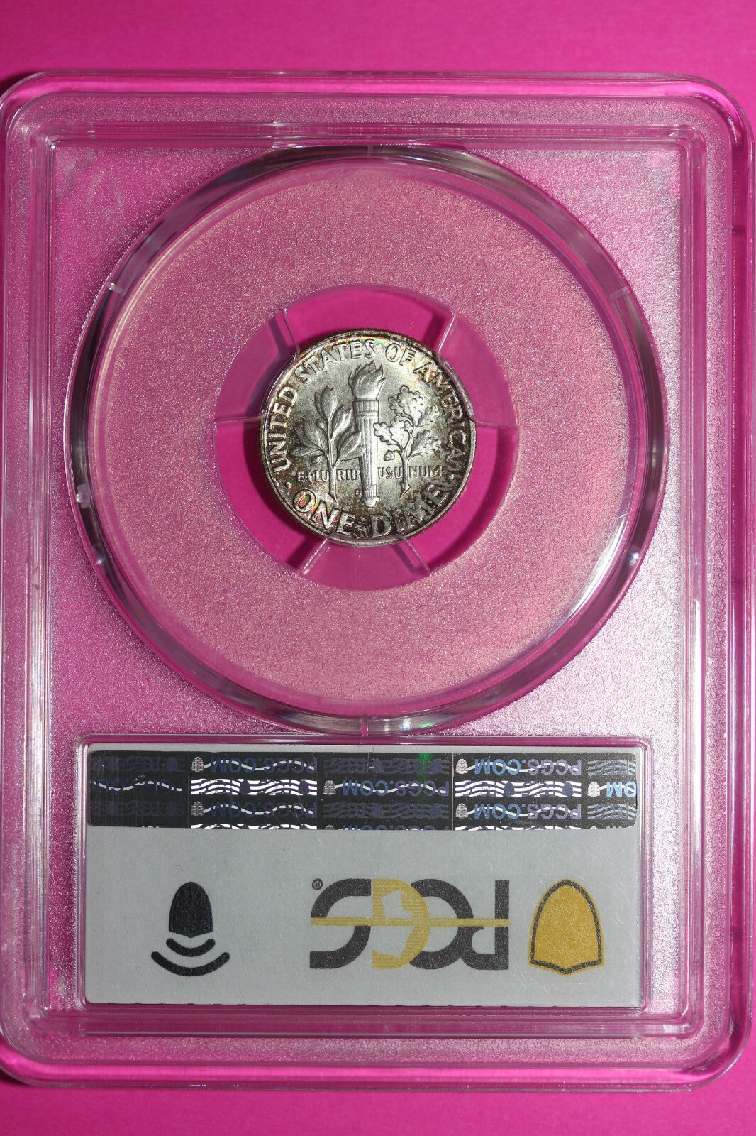 Rainbow Toned 1964 D MS 66 Roosevelt Dime PCGS Certified Graded Slab OCE 930