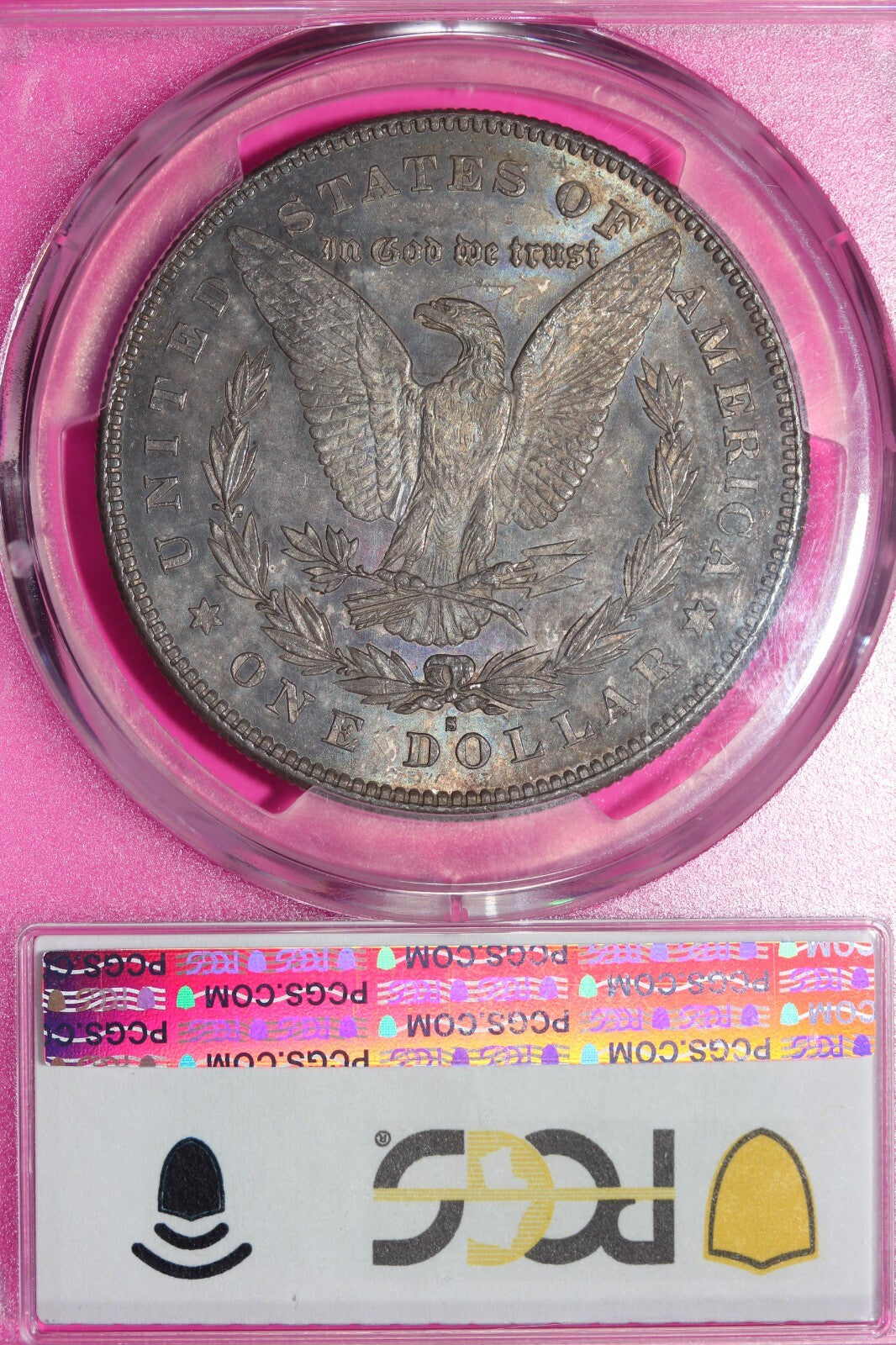 Rainbow Toned 1878 S MS 62 Morgan Liberty Silver Dollar PCGS Certified Slab 196
