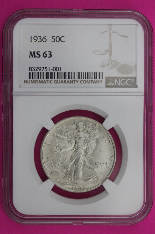1936 P MS 63 Walking Liberty Half Dollar NGC Graded Certified Authentic 514