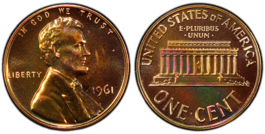 Toned 1961 PR 67 RB Abraham Lincoln Memorial Cent PCGS Graded Certified Slab 419