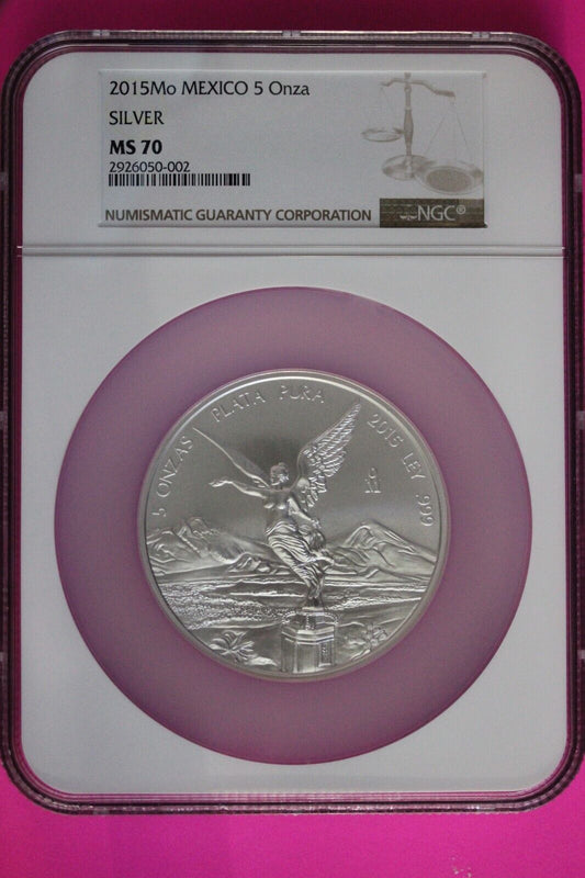 Top Pop 2015 Mo MS 70 Mexico Libertad 5 Onza 5 Ounces Silver NGC Graded 7125