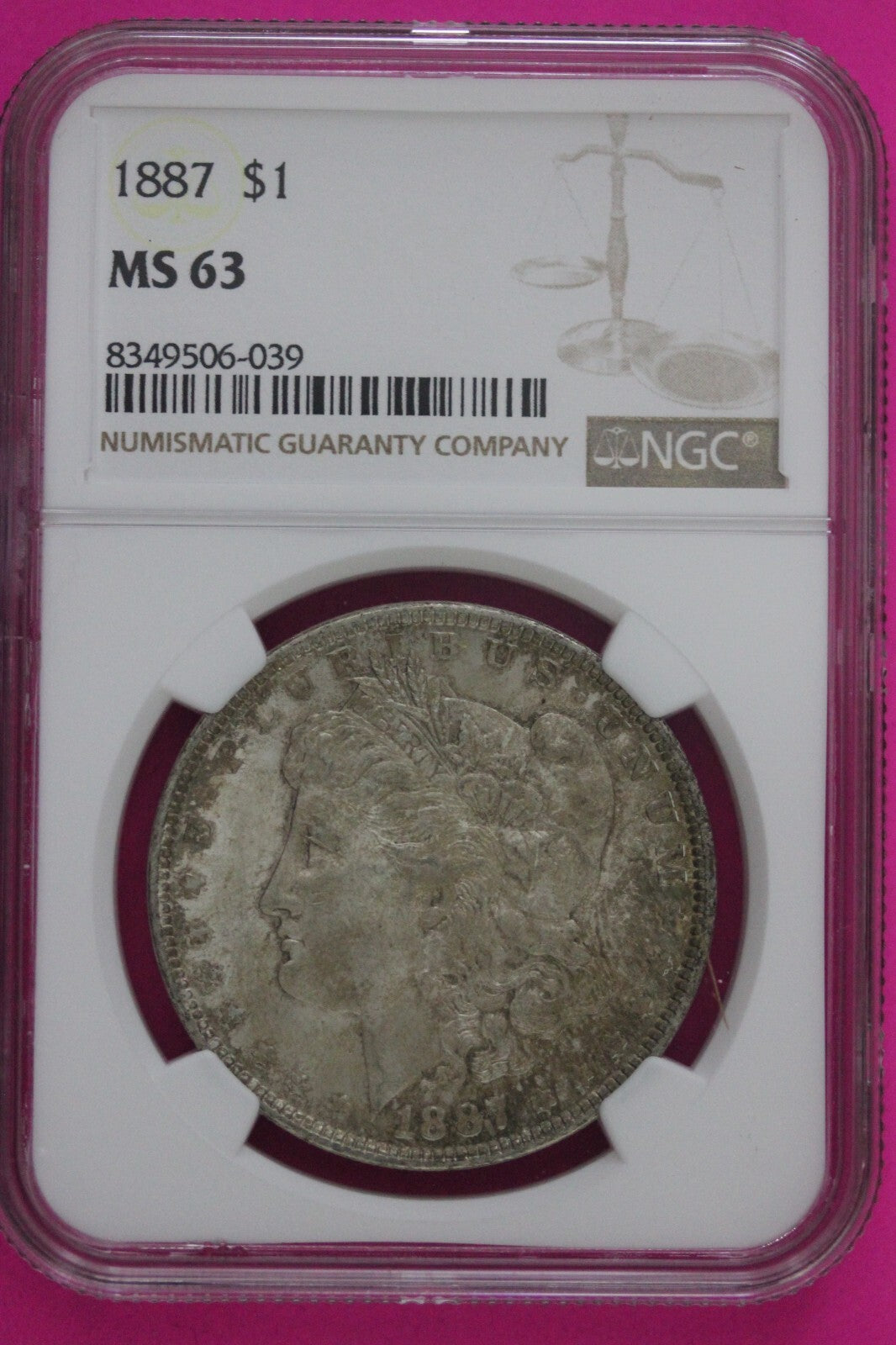 1887 P MS 63 Liberty Morgan Silver Dollar NGC Certified Graded Authentic 689