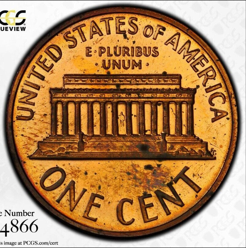Rainbow Toned 1968 S PR 68 RD Abraham Lincoln Memorial Cent PCGS Trueview 1592