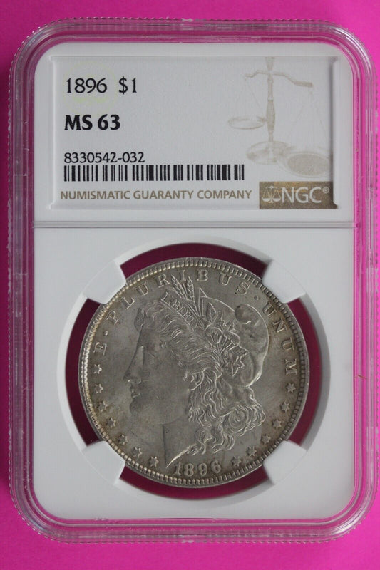 1896 P MS 63 Liberty Morgan Silver Dollar NGC Certified Graded Slab 458