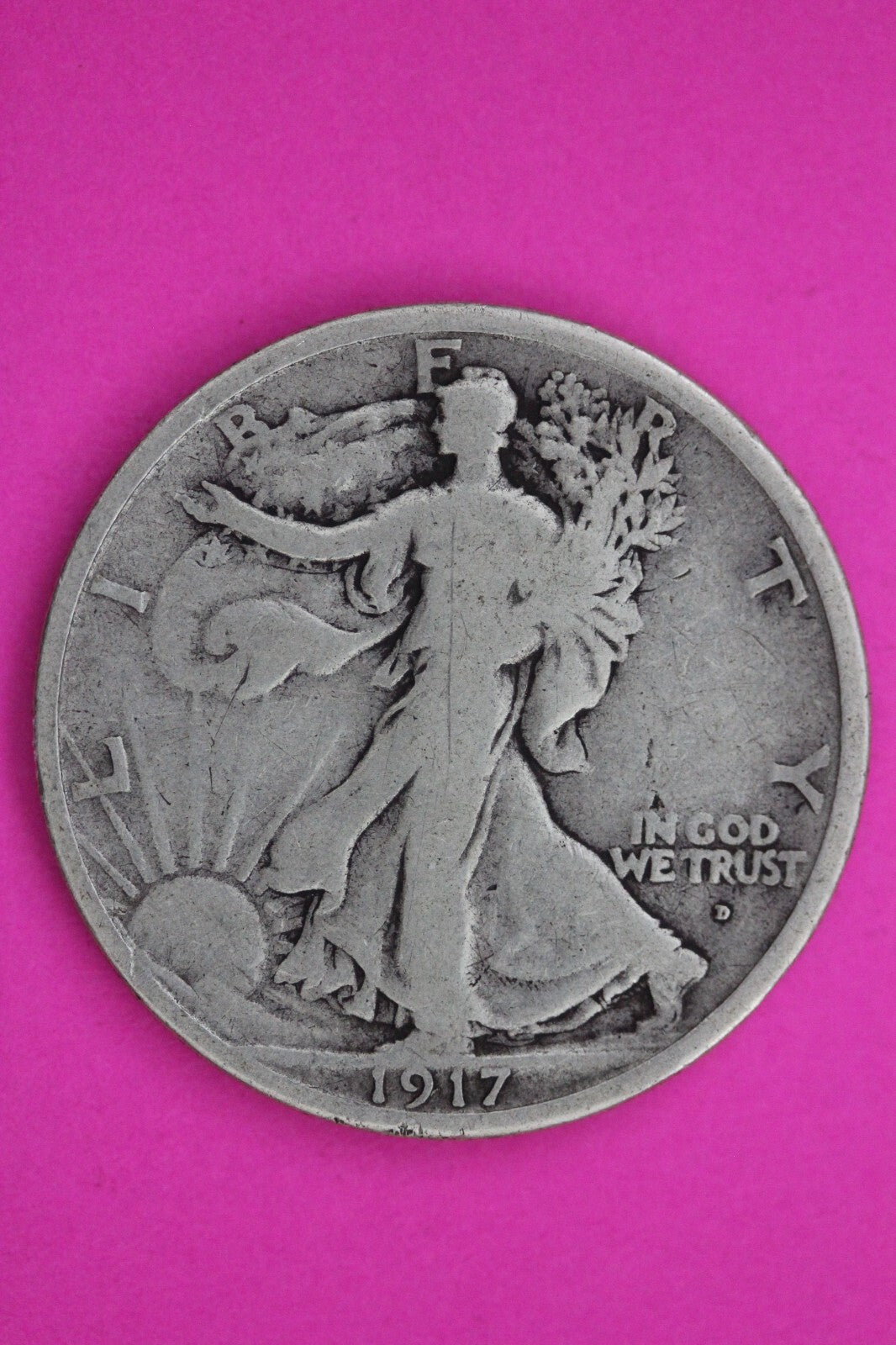 1917 D Obverse Walking Liberty Silver Half Dollar Guaranteed Authentic Coin 1163
