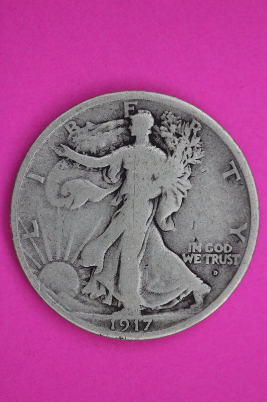 1917 D Obverse Walking Liberty Silver Half Dollar Guaranteed Authentic Coin 1163