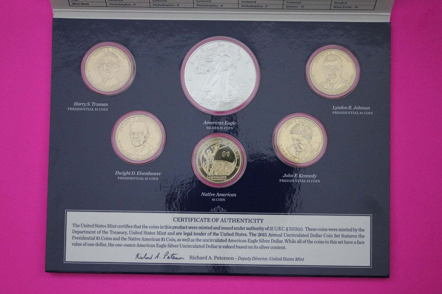 Gem 2015 Brilliant Uncirculated 6 Dollars U.S. Mint Set Silver Eagle COA 9068