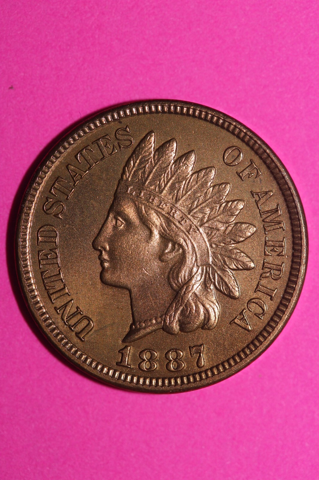 High Grade 1887 Red Indian Head Cent Penny Guaranteed Authentic & Genuine 1344