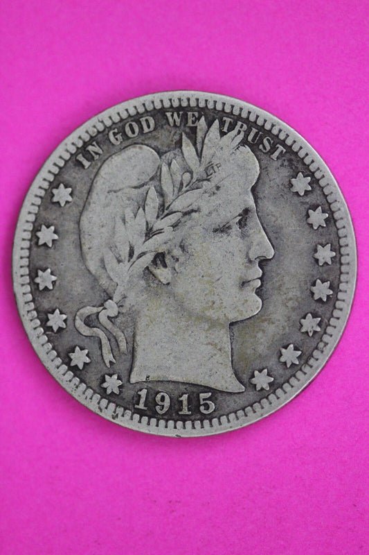 1915 D Barber Liberty Silver Quarter Guaranteed Authentic & Genuine Coin 0607N