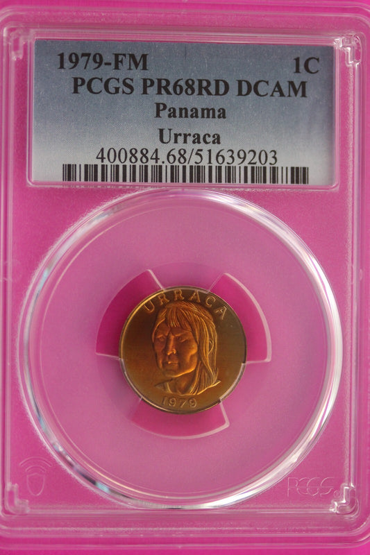 Pop 1  2 Finer 1979 FM PR 68 RD Panama 1 Centesimo Toned PCGS Certified Slab 141