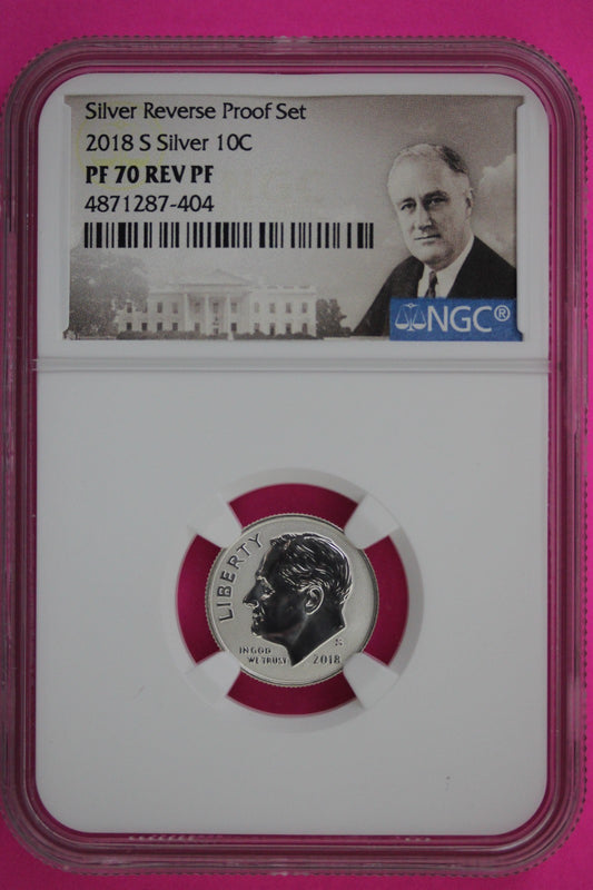 2018 S PF 70 Reverse Proof Roosevelt Silver Dime 1 Coin From a Proof Set NGC 258