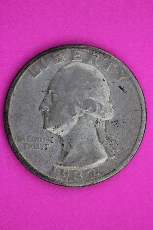 1932 D George Washington Quarter Scarce Semi Key Date Silver Coin 0033
