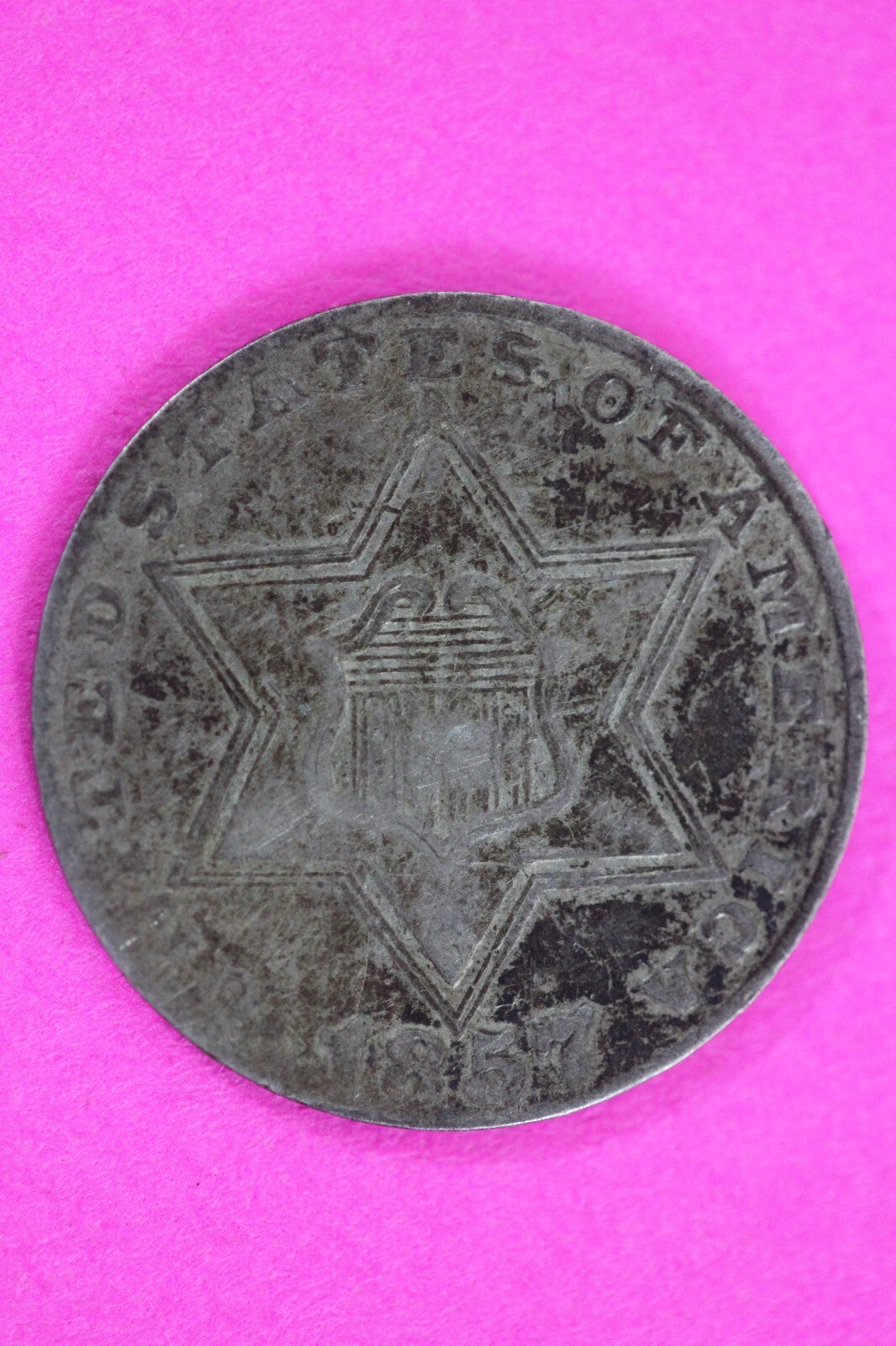 1857 Trime 3 Three Cent Silver Dime Exact Coin Shown In Pics Semi Key Date 72