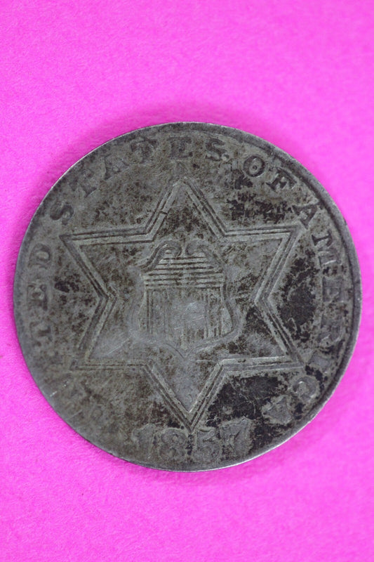 1857 Trime 3 Three Cent Silver Dime Exact Coin Shown In Pics Semi Key Date 72