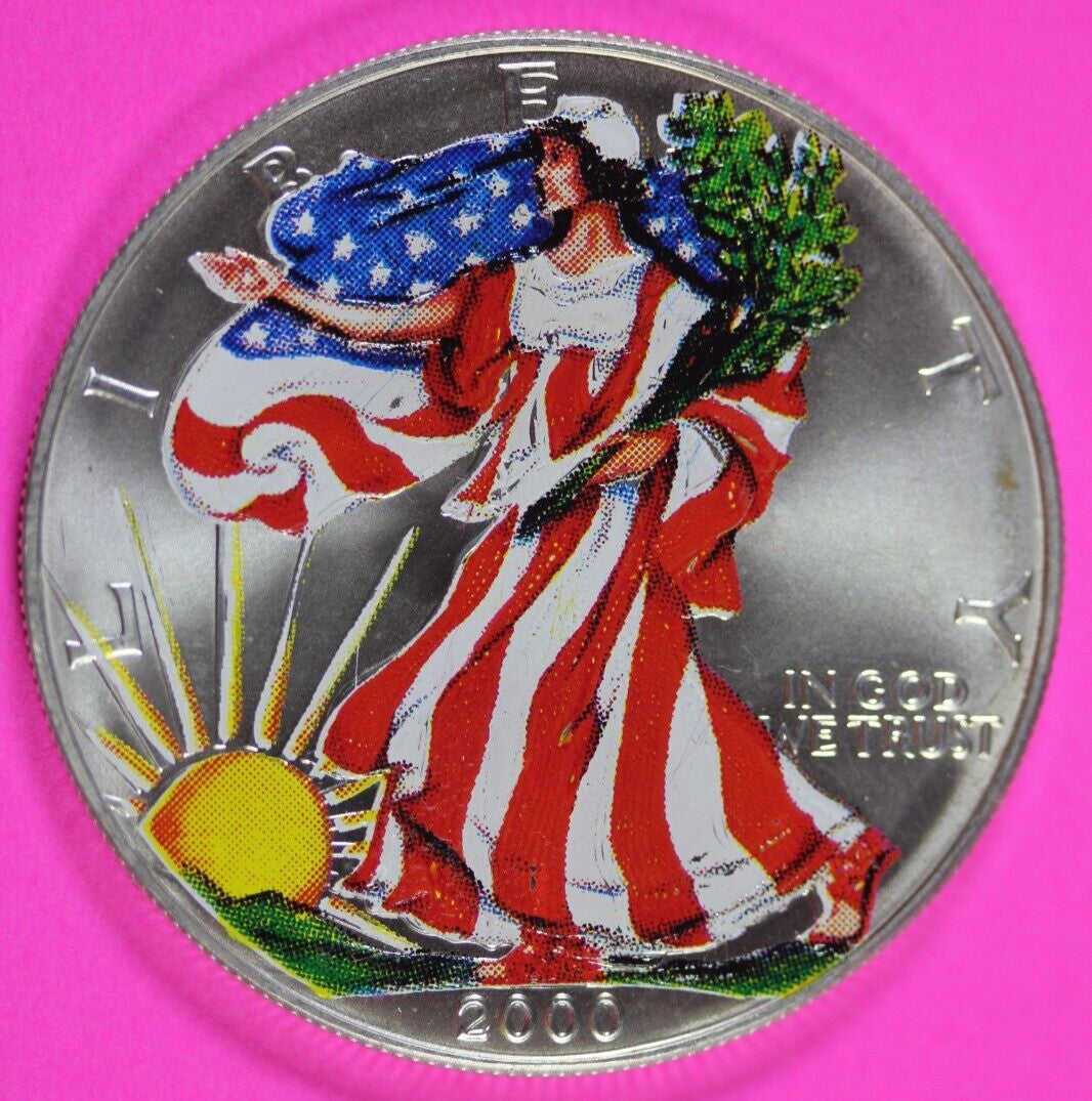 Colorized 2000 American Silver Eagle 1 Ounce .999 Fine Exact Coin Shown 159