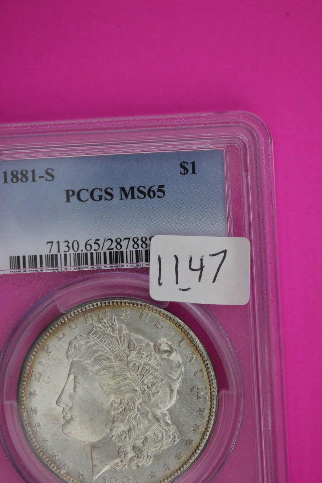 1881 S MS 65 Liberty Morgan Silver Dollar PCGS Certified Graded Authentic 1147