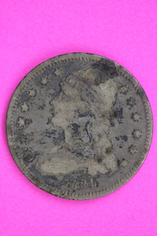 1834 Bust Cap Quarter Lady Liberty Guaranteed Authentic & Genuine Coin 1425