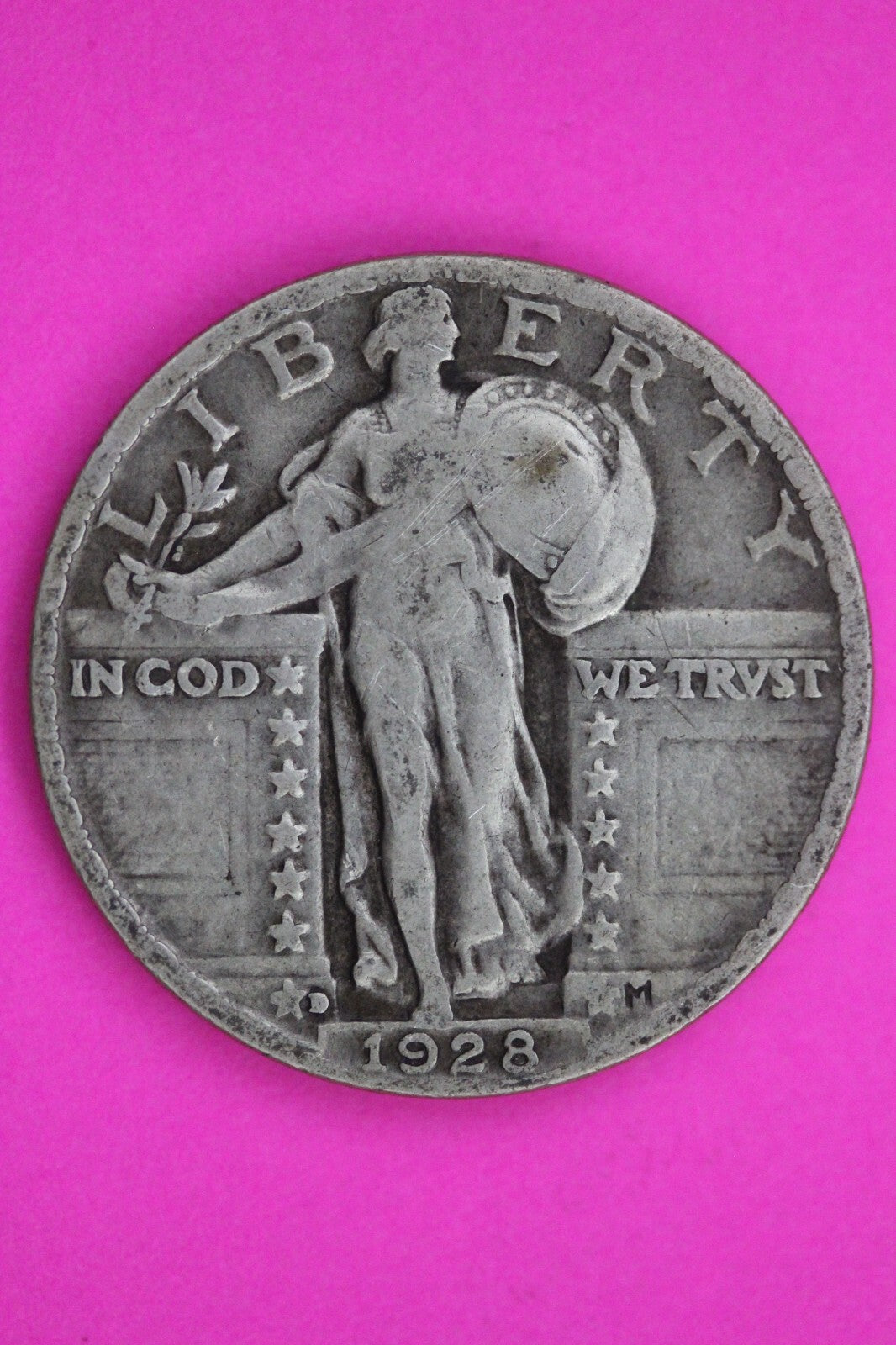 1928 D Standing Liberty Silver Quarter Guaranteed Authentic & Genuine Coin 1215