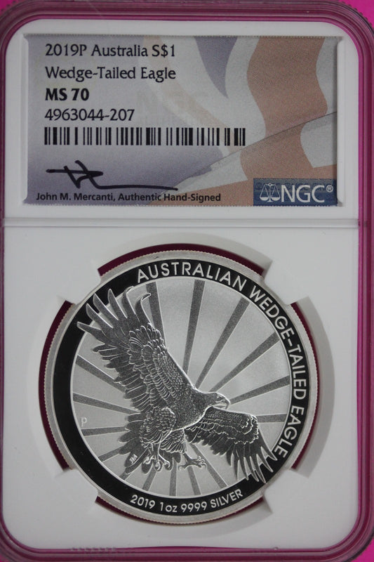 2019 P MS 70 Australia Wedge Tailed Eagle 1 OZ Silver NGC Certified Graded 134