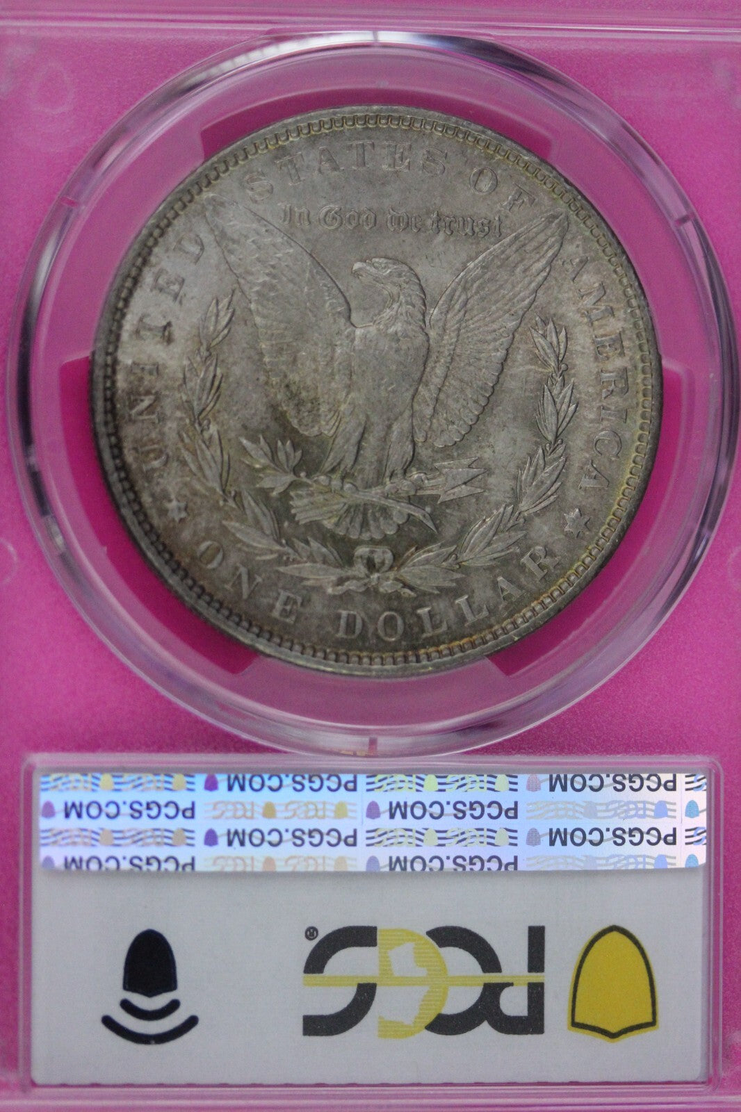 Toned 1890 P MS 62 Morgan Liberty Silver Dollar PCGS Certified Slab 46