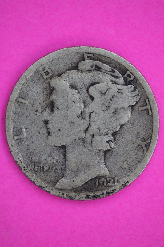 1921 D Mercury Liberty Dime Silver Coin Guaranteed Genuine American Seller 2568