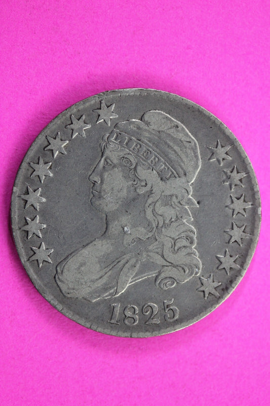 1825 Capped Bust Half Dollar Exact Coin In Pics Silver Rare Semi Key Date 06