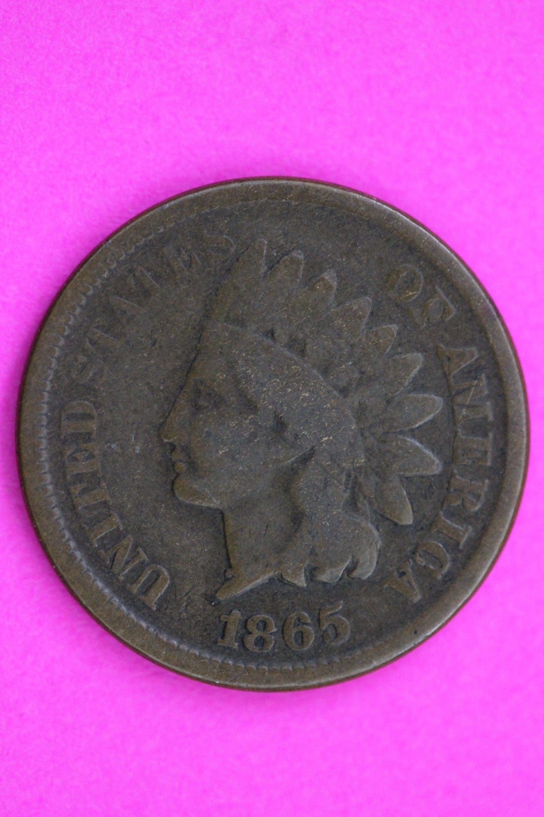 Rare 1865 18/18 Snow 4 Indian Head Cent Penny Guaranteed Authentic Coin 2294