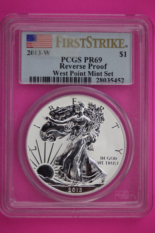 2013 W Reverse Proof Silver Eagle PR 69 Glue Residue on Slab DCAM 1 OZ PCGS 897
