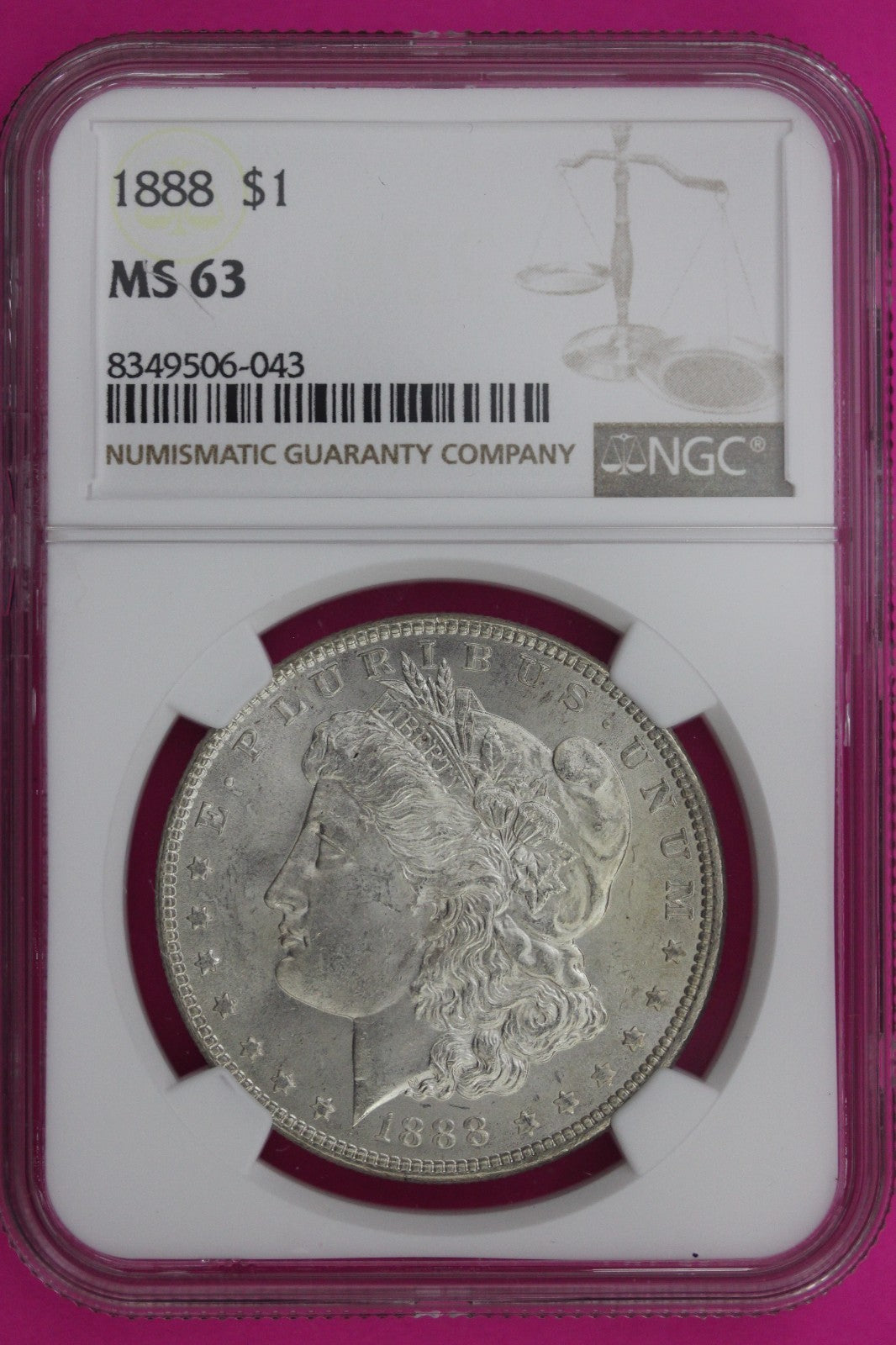 1888 P MS 63 Liberty Morgan Silver Dollar NGC Certified Graded Authentic 25