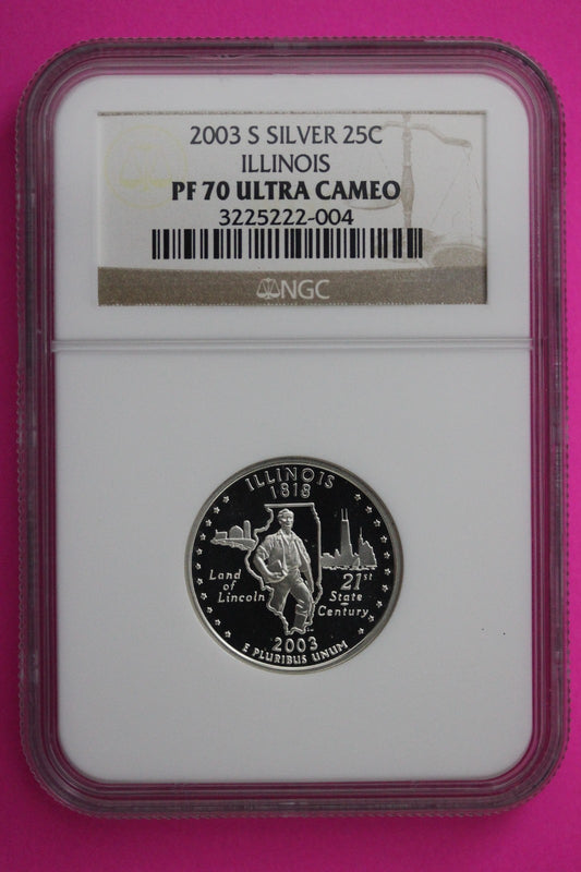 2003 S PF 70 Illinois Silver State Quarter NGC Certified Authentic Slab 431