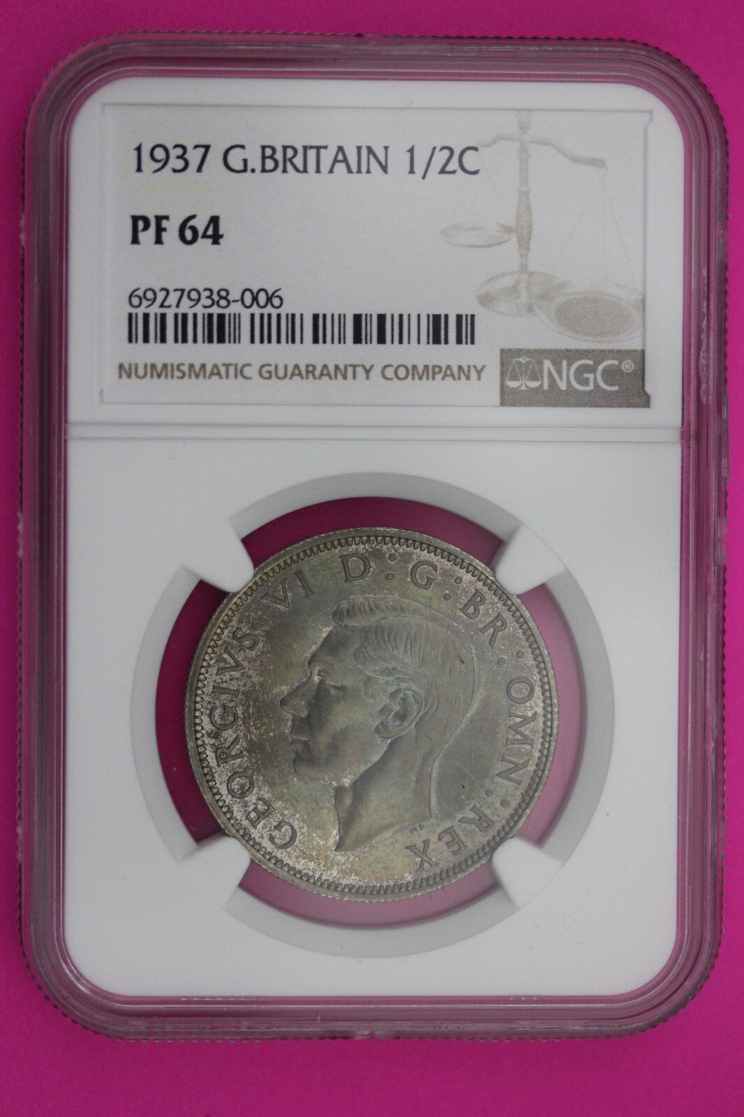 1937 PF 64 Great Britain Half Crown Silver Coin NGC Authentic Certified Slab 203