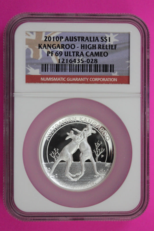2010 PF 69 High Relief Australia Kangaroo $1 Dollar NGC Certified Graded 6092