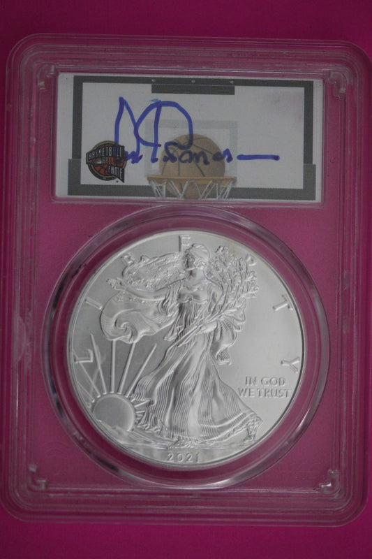 2021 (P) MS 70 Silver Eagle NMBHOF Private Collection Artis Gilmore PCGS 906