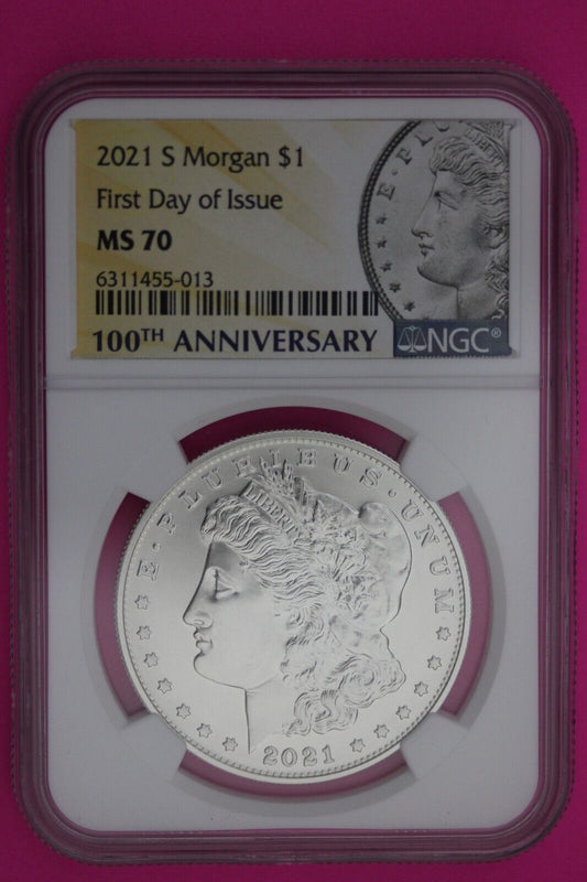 Rare 2021 S MS 70 Morgan Silver Dollar NGC Graded Certified 1rst Day Slab 688