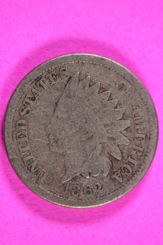 1862 Copper Nickel Indian Head Cent Penny Type Coin Exact Coin Pictured 299