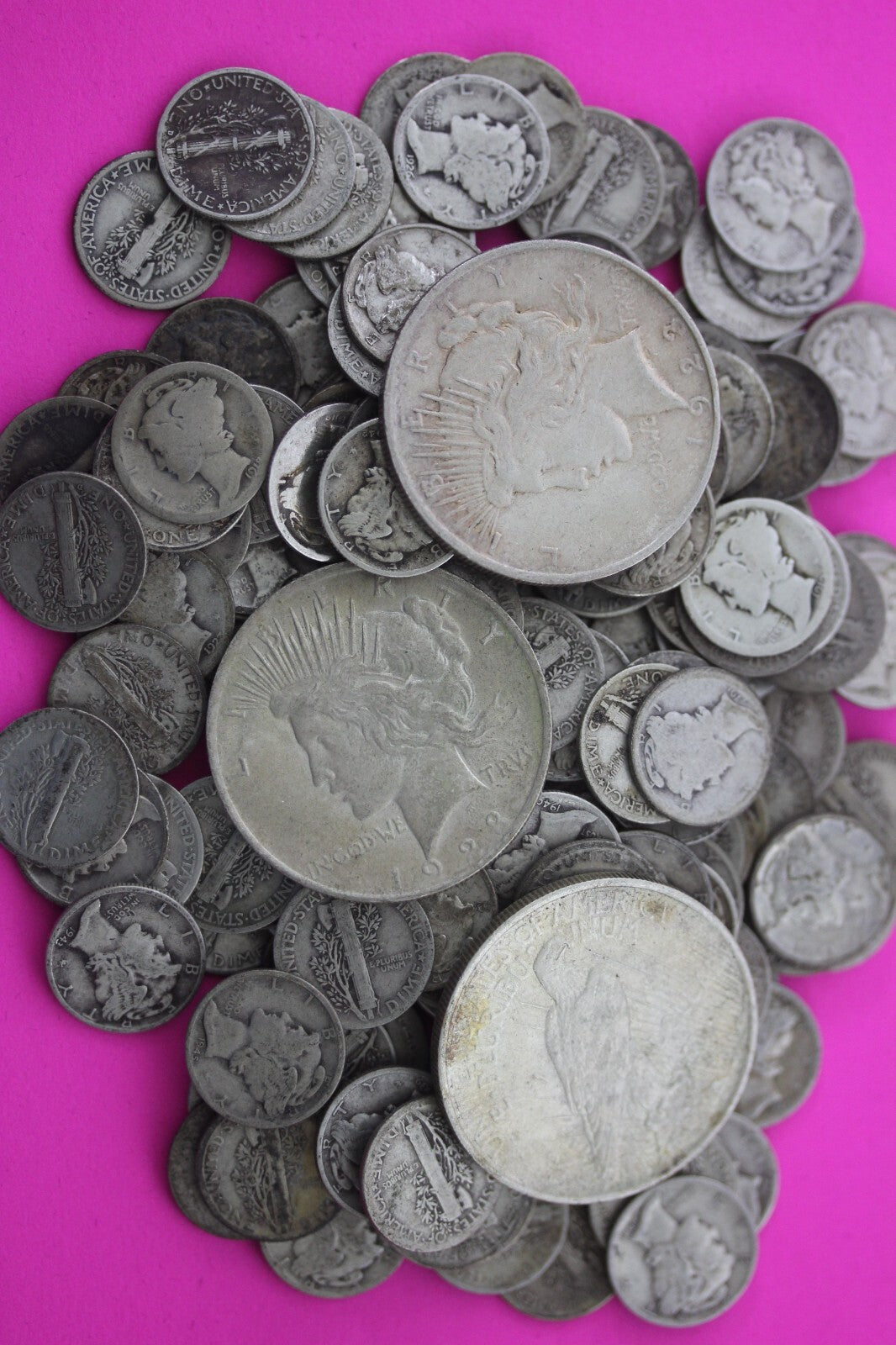 American 90% Silver 6 Standard Ounces Coin Weight With One Peace Dollar Junk