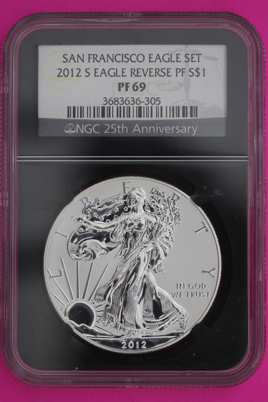 2012 S PR 69 Reverse Proof Silver Eagle NGC Graded Certified Authentic Slab 519
