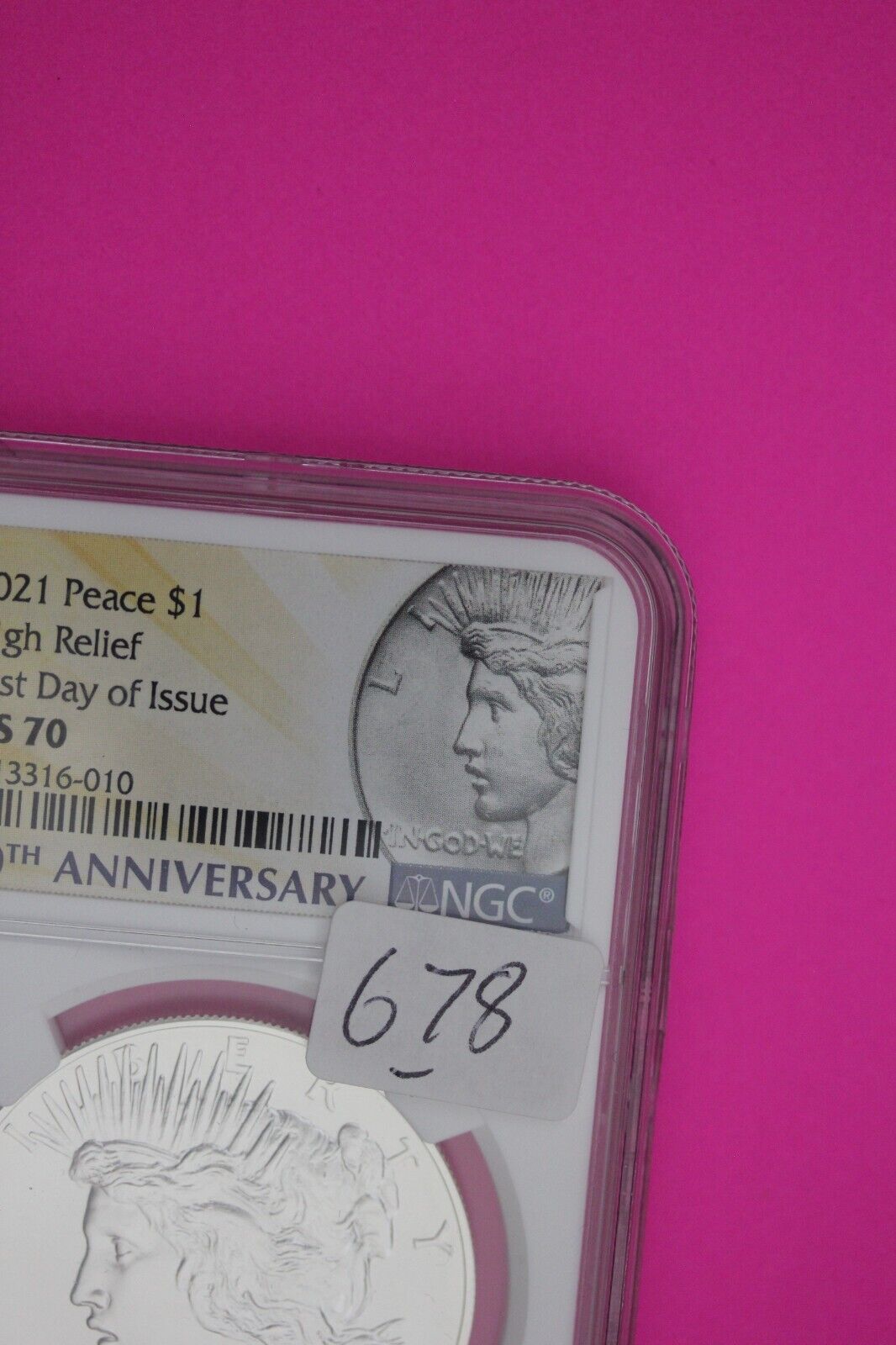 Rare 2021 P MS 70 Peace Silver Dollar NGC High Relief Certified First Day 678