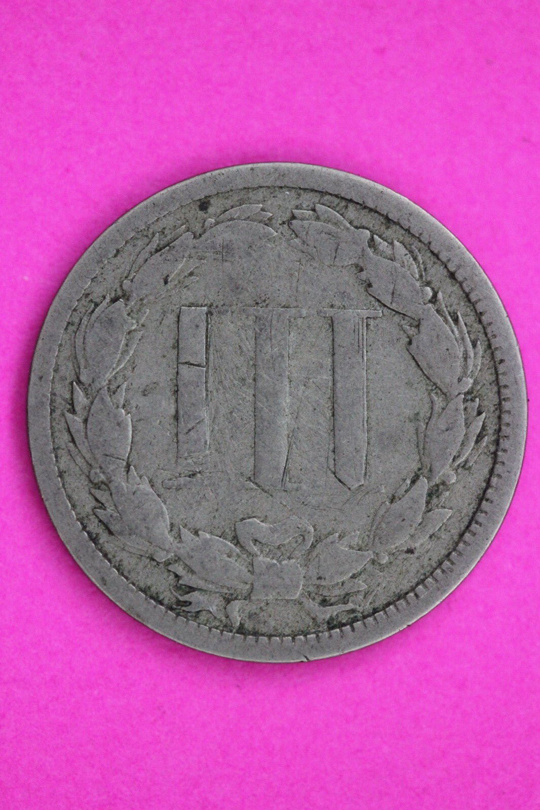 1867 Three 3 Cent Nickel Guaranteed Authentic & Genuine Fast Free Shipping 1309