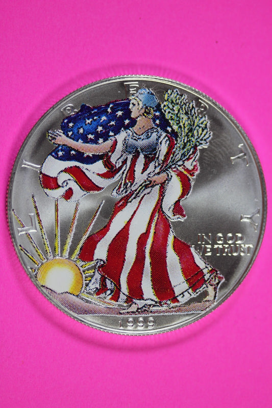 Colorized 1999 American Silver Eagle 1 Ounce .999 Fine Exact Coin Shown 176