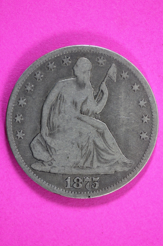 1875 P Seated Liberty Half Dollar Silver Semi Key Date Exact Coin In Pics 24