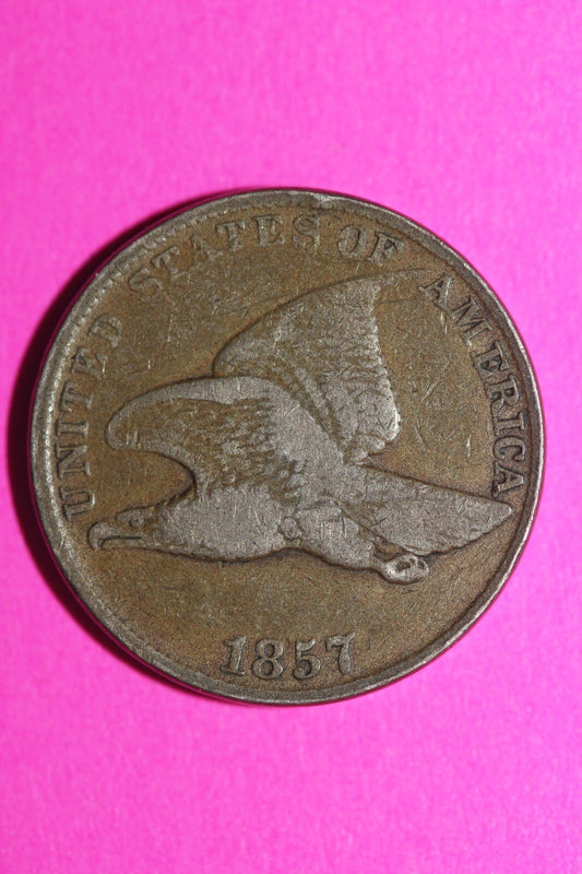 1857 Flying Eagle Cent Penny Exact Scarce Early Type Coin as Pictured 06