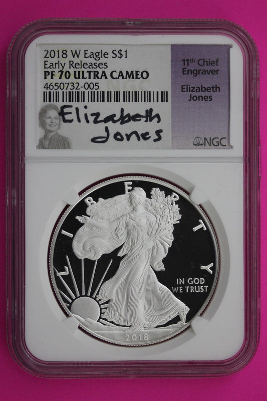 2017 W PF 70 Silver American Eagle Jones Signature NGC Authentic Graded 529