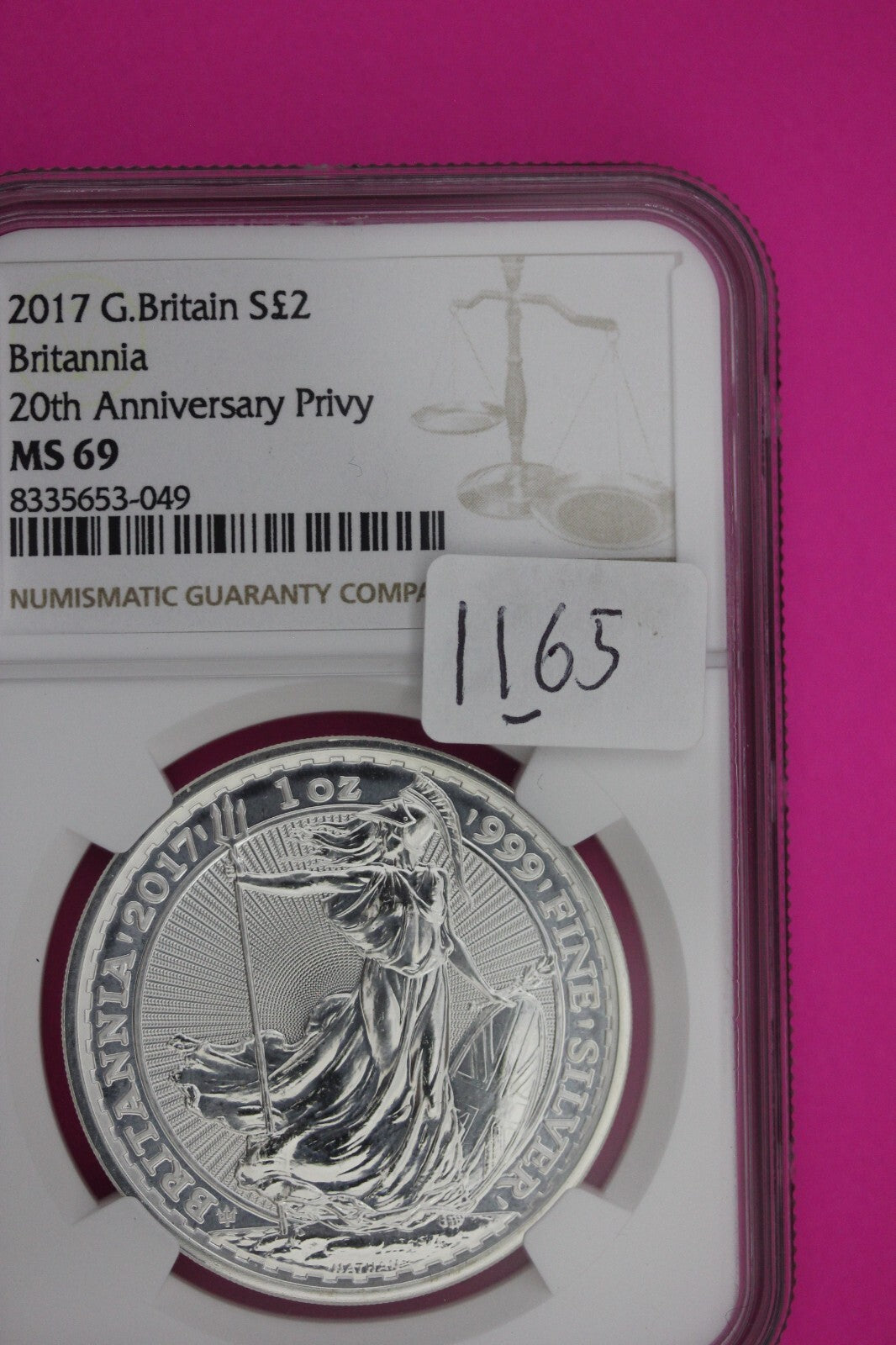 2017 MS 69 Great Britain £2 Britannia 20th Anniversary Privy NGC Graded  1165