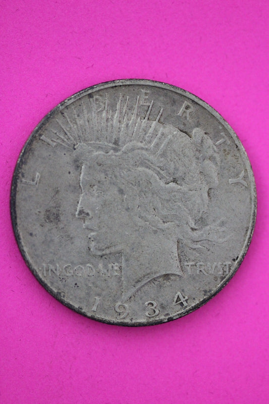 1934 D Liberty Peace Silver Dollar Scarce Semi Key Date Coin Denver Mint 15