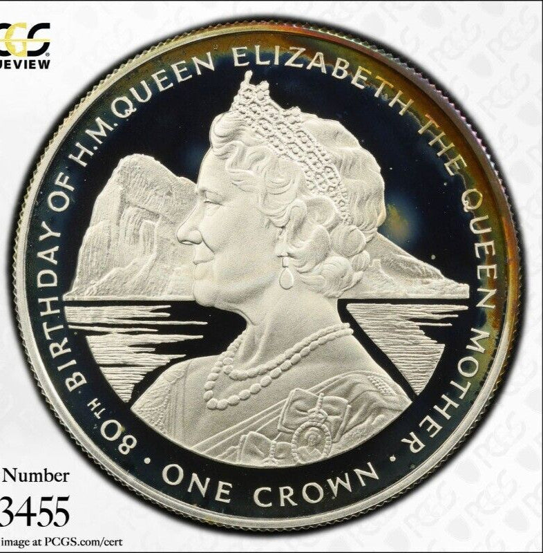 Toned 1980 PR 68 DCAM Crown Gibraltar  PCGS Queen Elizabeth 80th Birthday 488